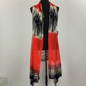 NEW Joseph Ribkoff Cardigan Vest Red Black Size Large